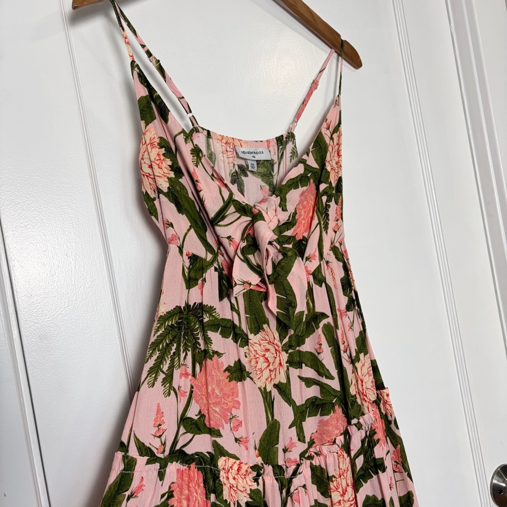 Agua Bendita x Target Peony Botanical Print‎ Tie-Front Midi Dress - Picture 4 of 11